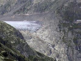 View of the Rhone Glacier, which we will pass in an hour and a half, from the Grimsel Pass Viewpoint, 28.2 miles from Brienz and 2153m above sea level